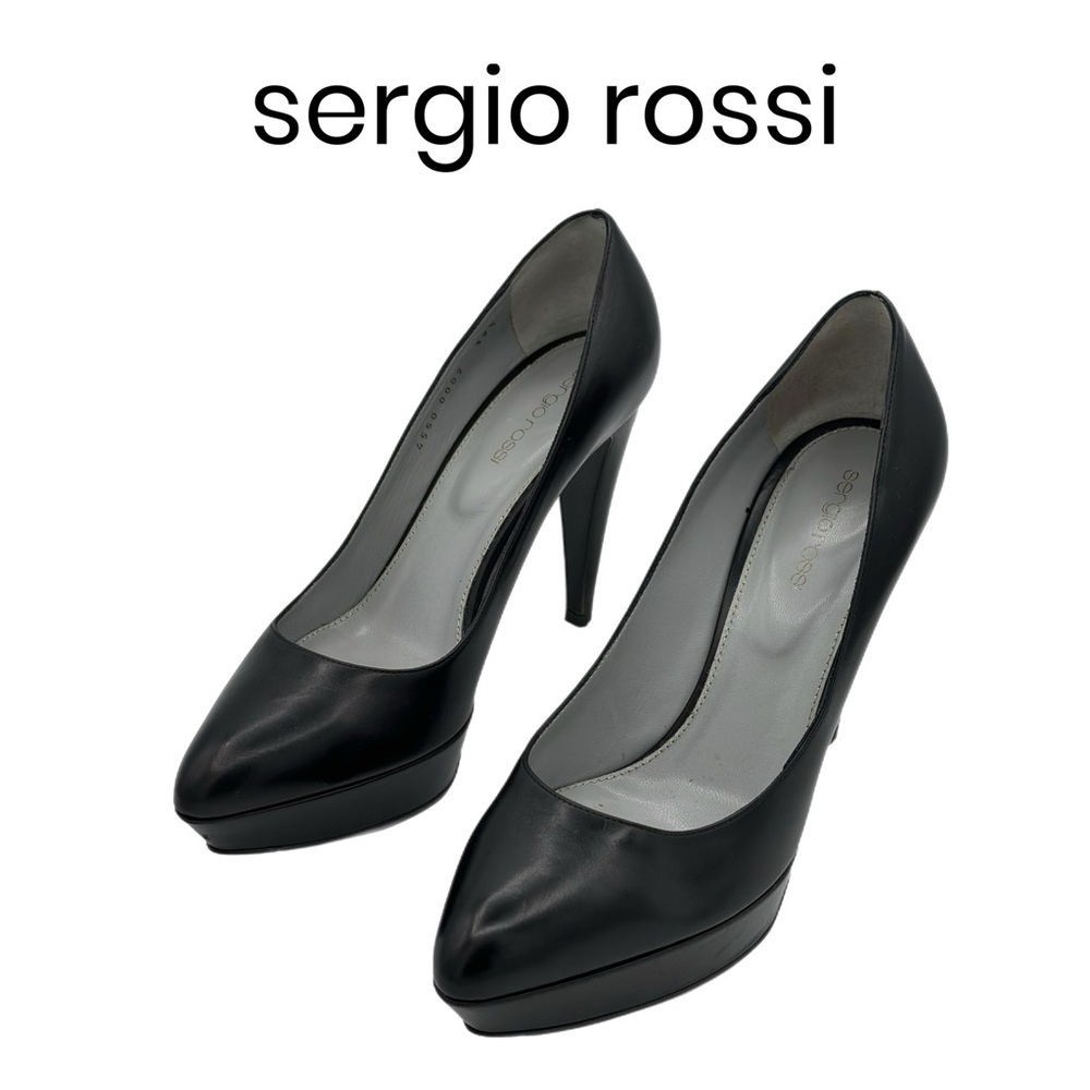 Sergio Rossi Black Leather Platform Pumps – Size 39.5 EU